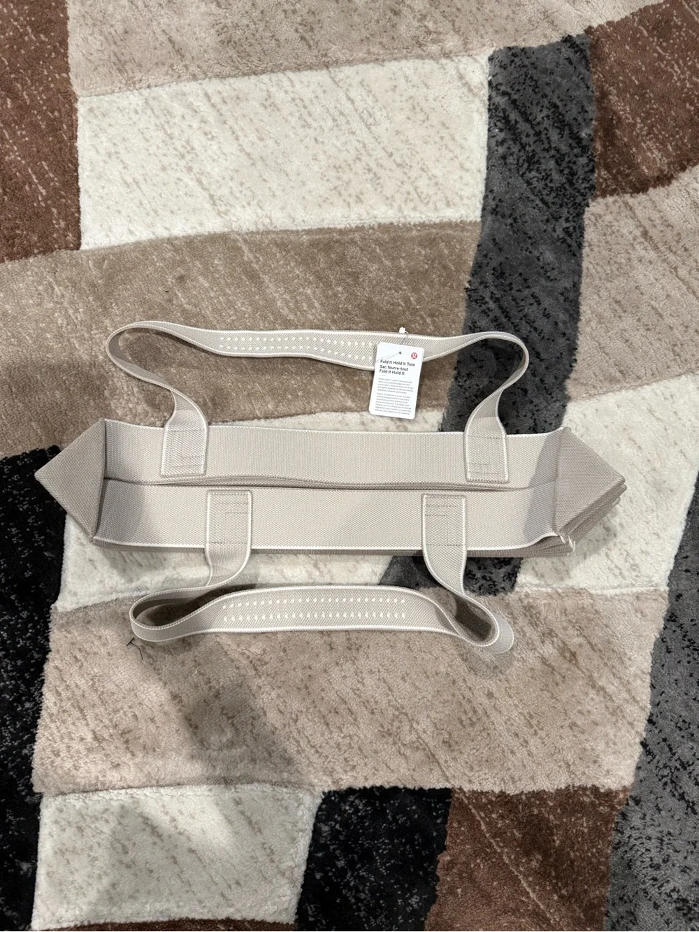 NWT lululemon athletica Fold It Hold It Tote in light beige with cream trim